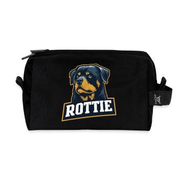 Rottie - Portrait d’un rottweiler fort - Trousse de toilette en tissu recyclé - noir - Devant