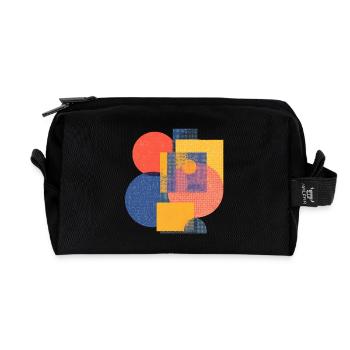 Retro Geometric Shapes — Bold Abstract Art - Recycled Toiletry Zip Bag - black - Front