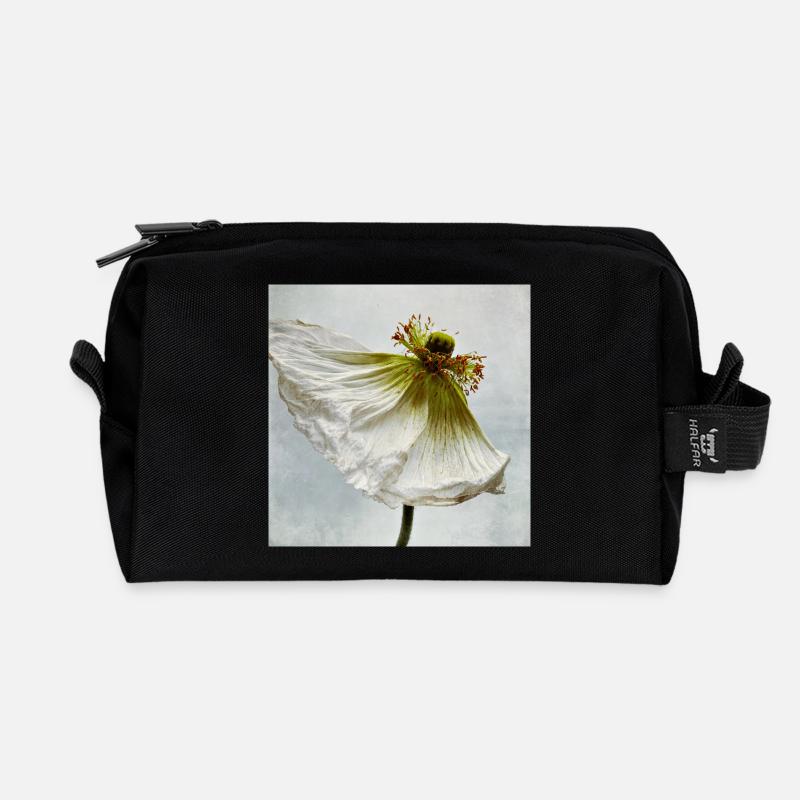 White Poppy - Recycelte Kulturtasche - Schwarz