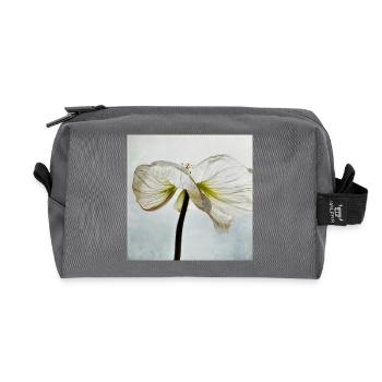 White poppy flower - Recycled Toiletry Zip Bag - anthracite - Front