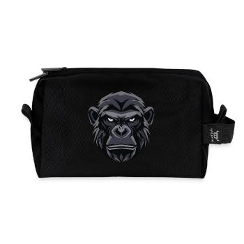 Geometric Gorilla Head - Recycled Toiletry Zip Bag - black - Front