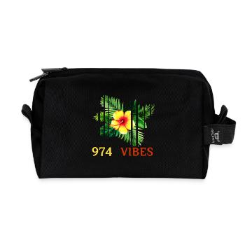 Tropical Hibiscus 974 Vibes - Recycled Toiletry Zip Bag - black - Front