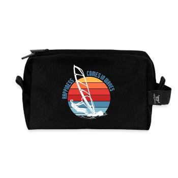 Le bonheur vient dans la conception des vagues de planche à voile - Trousse de toilette en tissu recyclé - noir - Devant