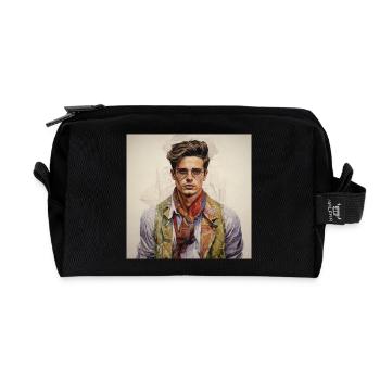 Vintage Glam Man with Silk Scarf - Recycled Toiletry Zip Bag - black - Front