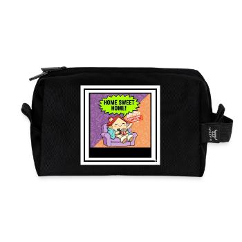 Home Sweet Home Cartoon Annulé - Trousse de toilette en tissu recyclé - noir - Devant