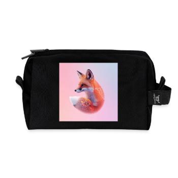 Pastell geometrischer Neon-Fuchs - Recycelte Kulturtasche - Schwarz - Vorne