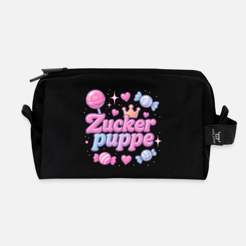 zuckerpuppe / y2k spitzname statement design - Recycelte Kulturtasche - Schwarz