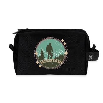 Mountain Love – Wanderer & Berge Motiv - Recycelte Kulturtasche - Schwarz - Vorne
