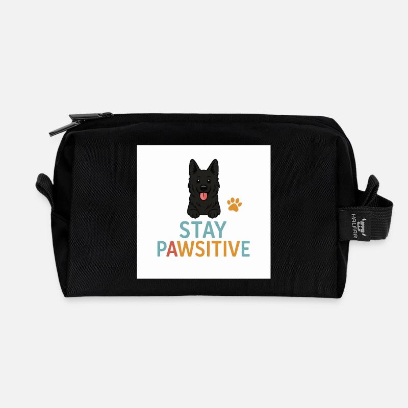 Stay Pawitive Hundemotiv - Recycelte Kulturtasche - Schwarz