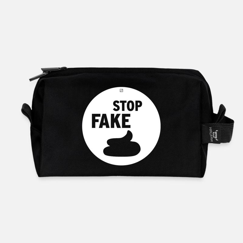 STOP FAKE - Recycled Toiletry Zip Bag - black