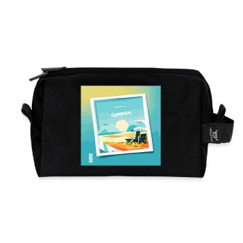 Summer at the beach - Recycled Toiletry Zip Bag - black - Front