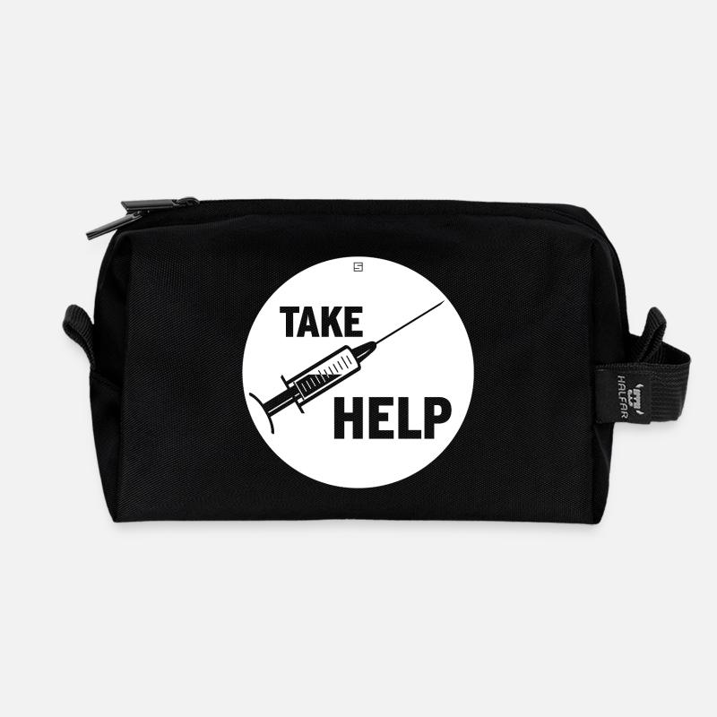 TAKE HELP - Recycelte Kulturtasche - Schwarz