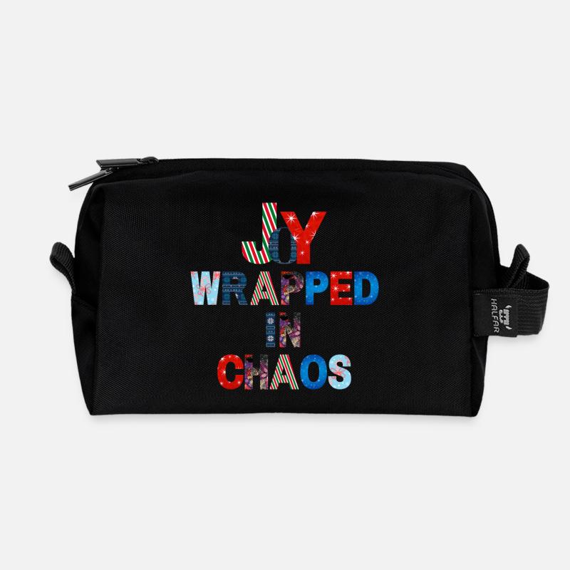 Christmas typography design - Recycled Toiletry Zip Bag - black