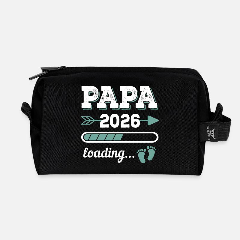 Dad 2026 Loading Father-to-be Gift Idea - Recycled Toiletry Zip Bag - black