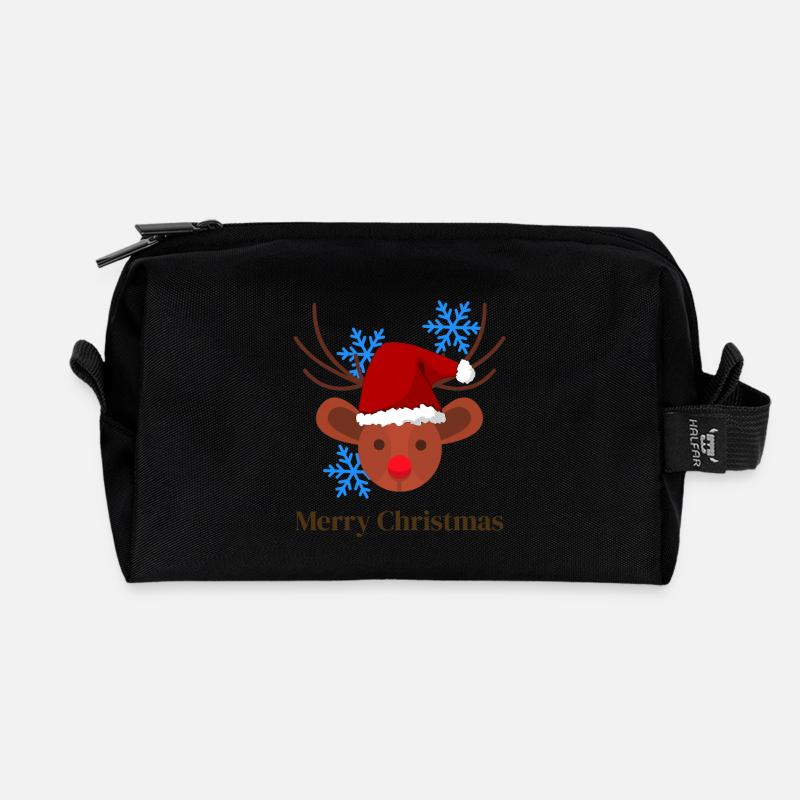Rudolph mit Santa Hut und Schneeflocken - Recycelte Kulturtasche - Schwarz