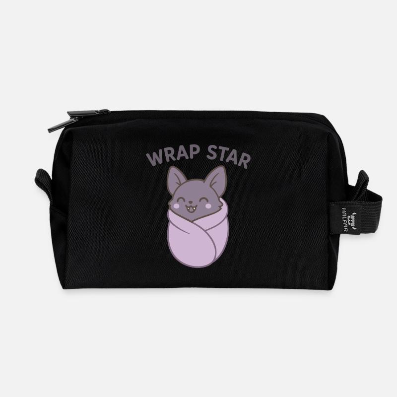 Wrap Star Bat Cozy Wrap - Recycled Toiletry Zip Bag - black