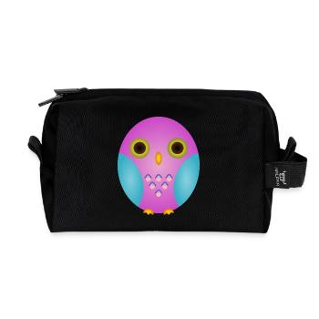 Lavendeleule mit Cyan Flügeln - Recycelte Kulturtasche - Schwarz - Vorne