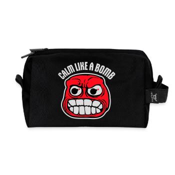 Calm Like Bomb Paradox Irony Humor Explosive Joke - Recycled Toiletry Zip Bag - black - Front