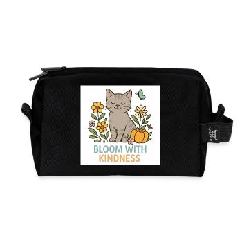 Splendeur florale adaptée aux chats - Trousse de toilette en tissu recyclé - noir - Devant