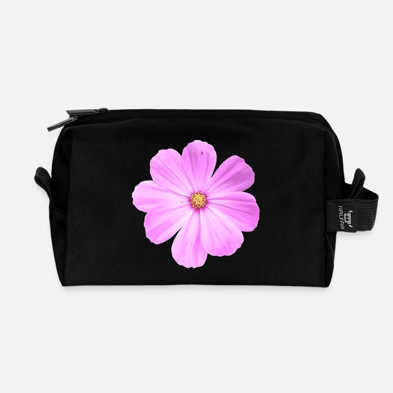 Blume - Recycelte Kulturtasche - Schwarz