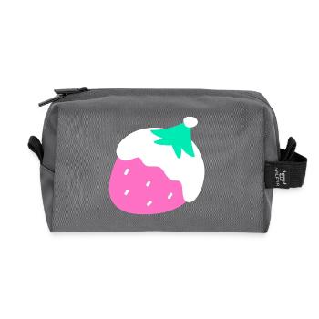 Erdbeeren – Weihnachten - Recycelte Kulturtasche - Anthrazit - Vorne