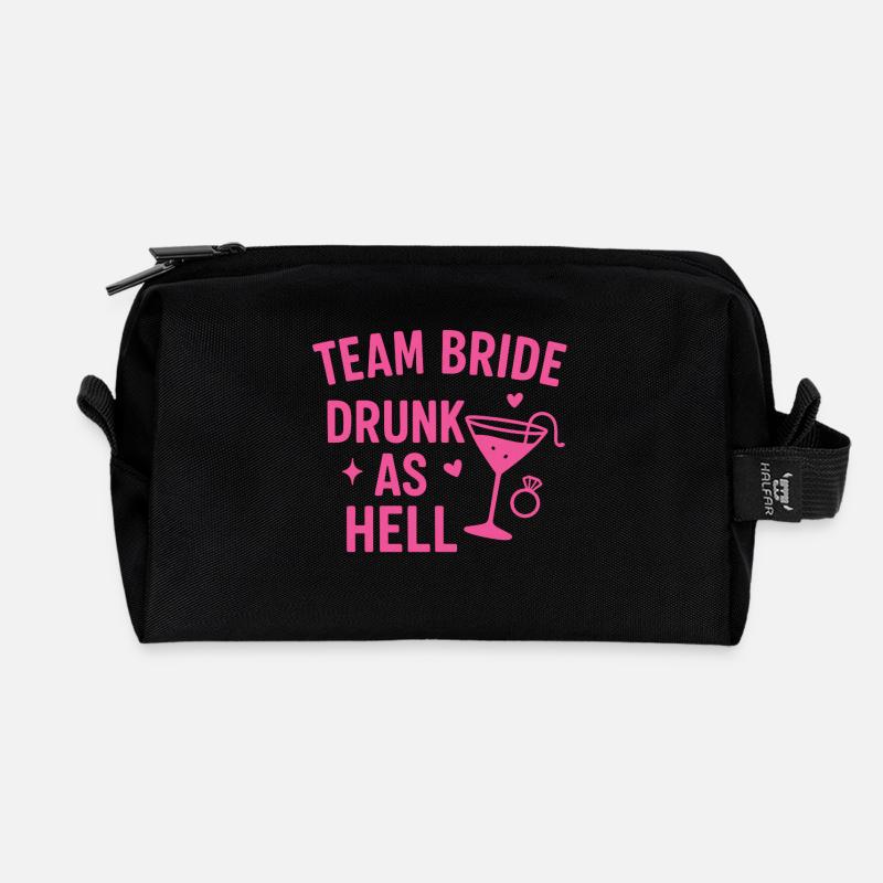 Team Bride – Drunk as Hell - Recycled Toiletry Zip Bag - black