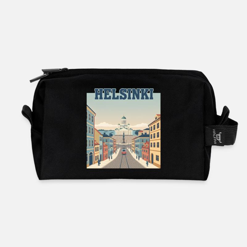 Helsinki Straßenbahn zum Senatsplatz - Recycelte Kulturtasche - Schwarz