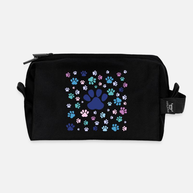 Colorful puppy paws - Recycled Toiletry Zip Bag - black