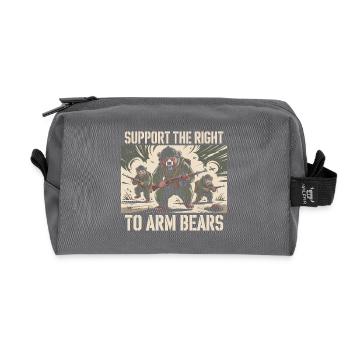 Support the right to arm bears - Funny Memes - Recycled Toiletry Zip Bag - anthracite - Front