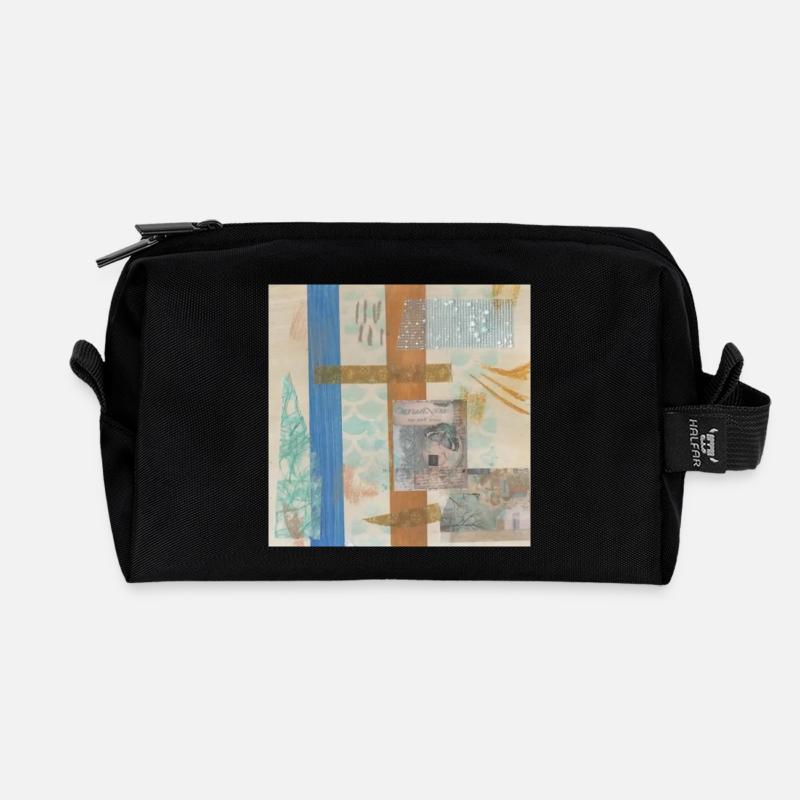 Abstract collage - Recycled Toiletry Zip Bag - black