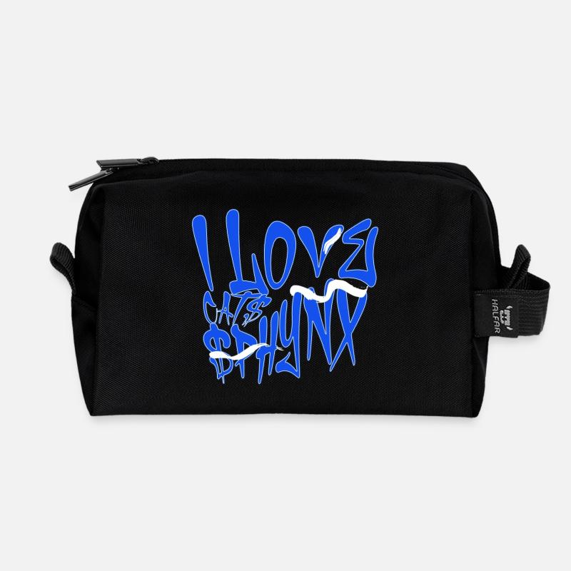 J’adore les graffitis de chats Sphynx - Trousse de toilette en tissu recyclé - noir