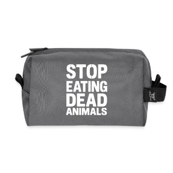 Stops the consumption of dead animals - Recycled Toiletry Zip Bag - anthracite - Front