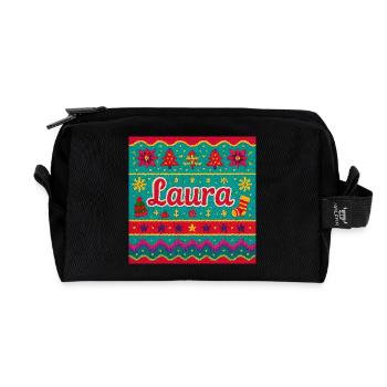 Festlicher Name Laura Hässlicher Weihnachtsstil, Weihnachten - Recycelte Kulturtasche - Schwarz - Vorne