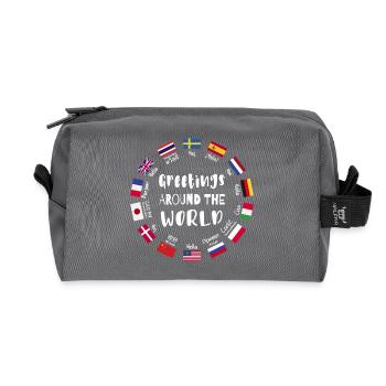 Greetings from all over the world - Hello in all languages - Recycled Toiletry Zip Bag - anthracite - Front
