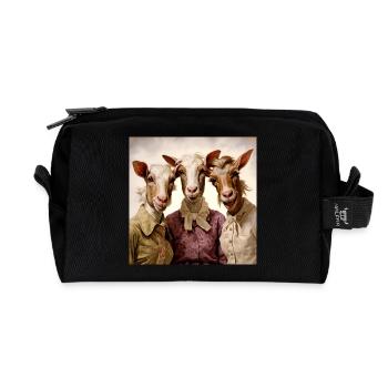 Trio rétro de chèvres dans le style vintage - Trousse de toilette en tissu recyclé - noir - Devant