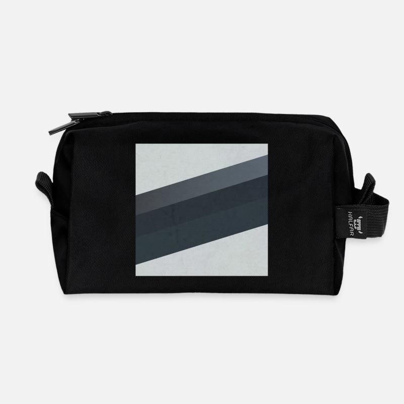 Scandi Geometric Art Grau Sand - Recycelte Kulturtasche - Schwarz
