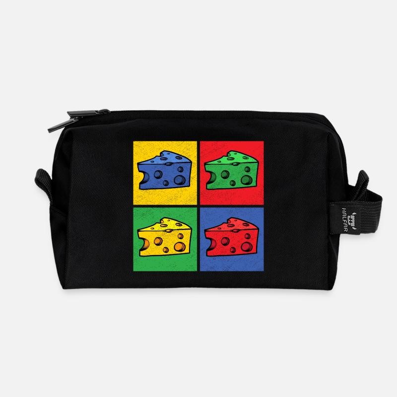 Käse Pop-Art Popart Käsestück Käseecke - Recycelte Kulturtasche - Schwarz