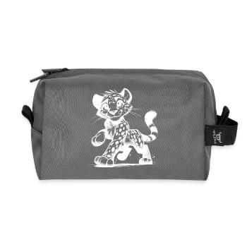 Cute leopard most beautiful predator of the savannah - Recycled Toiletry Zip Bag - anthracite - Front