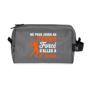 Born to play tennis forced to go to school - Recycled Toiletry Zip Bag - anthracite - Front