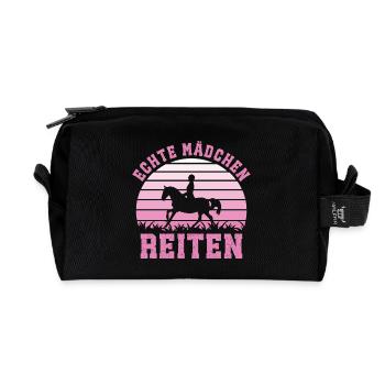Cavalières de chevaux, femmes Vraies filles montant - Trousse de toilette en tissu recyclé - noir - Devant