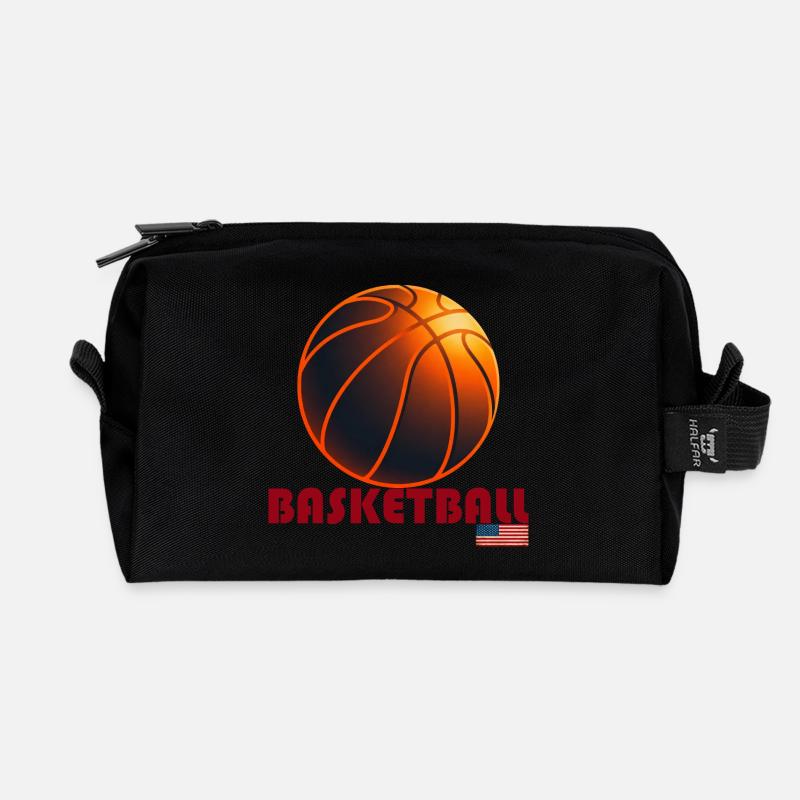 Orange Basketball Amerika - Recycelte Kulturtasche - Schwarz