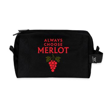 ALWAYS CHOOSE MERLOT Wein Spruch - Recycelte Kulturtasche - Schwarz - Vorne