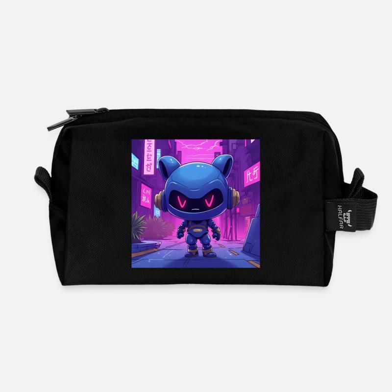 Ninjo Urbaner Neon-Roboter - Recycelte Kulturtasche - Schwarz