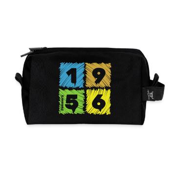 70th Birthday Colored Patches since 01/1956 - Recycled Toiletry Zip Bag - black - Front