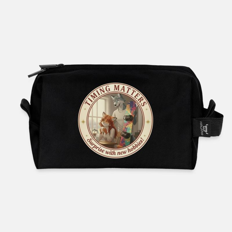 Fursona Timing Matters - Recycled Toiletry Zip Bag - black