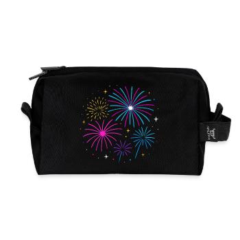 Feuerwerk Silvester Design – Happy New Year - Recycelte Kulturtasche - Schwarz - Vorne