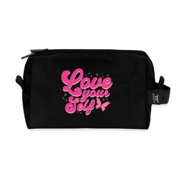 Love your Self Liebe Dich selber - Recycelte Kulturtasche - Schwarz - Vorne