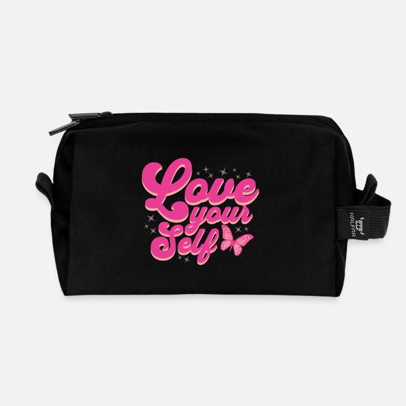 Love your Self Liebe Dich selber - Recycelte Kulturtasche - Schwarz