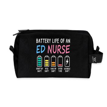 Emergency Nurse Battery Level Levels Humor - Recycled Toiletry Zip Bag - black - Front