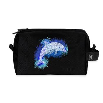Zentangle-Delfin - Recycelte Kulturtasche - Schwarz - Vorne